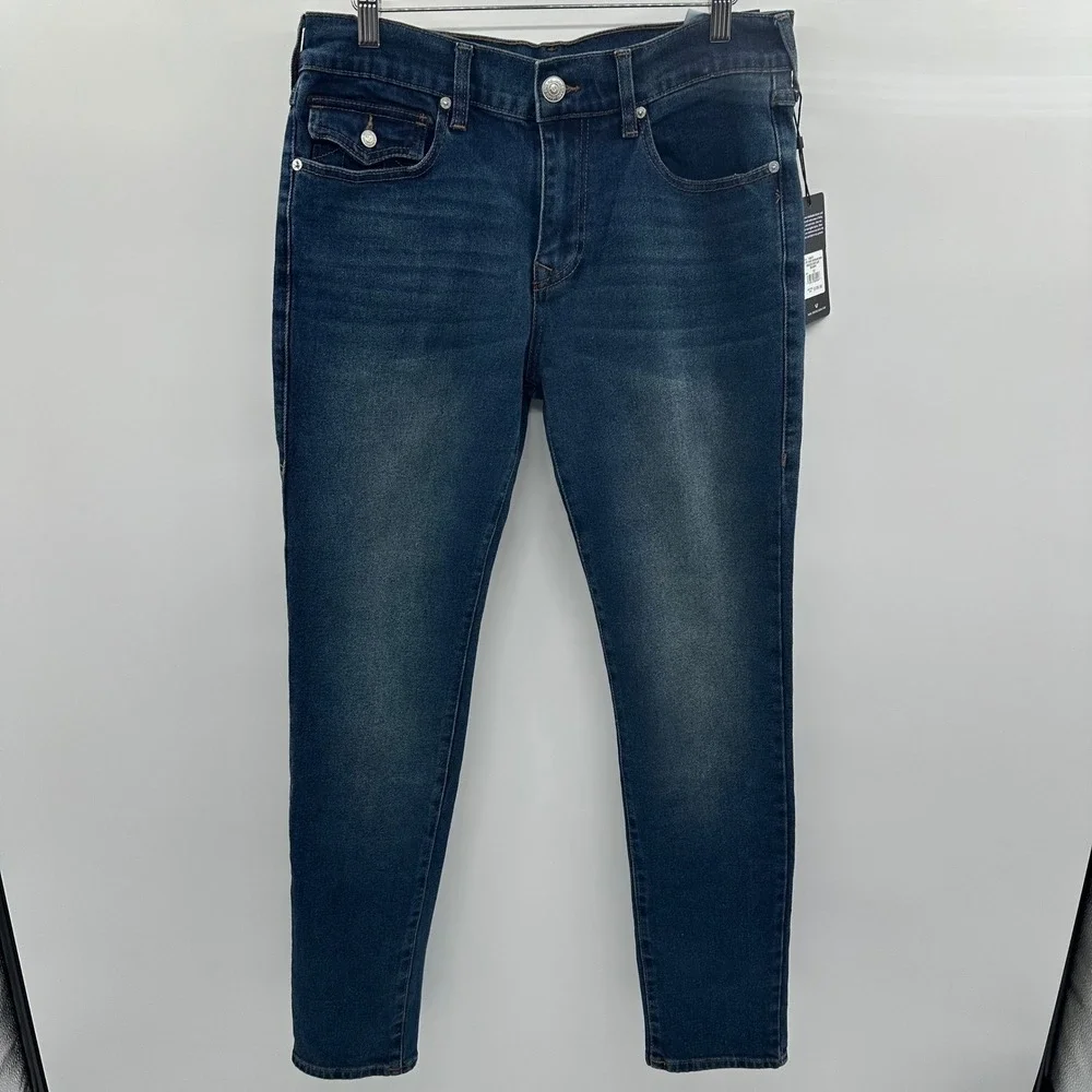 True Religion Rocco Relaxed Skinny Jeans Dark Woodland Wash Men 31x32 700878 NWT